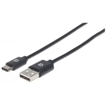 Manhattan USB-C į USB-A laidas, 3 m, vyriškas į vyrišką, 480 Mbps (USB 2.0), Hi-Speed USB, juodas, visam gyvenimui galiojanti garantija