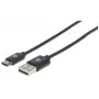Manhattan USB-C į USB-A laidas, 3 m, vyriškas į vyrišką, 480 Mbps (USB 2.0), Hi-Speed USB, juodas, visam gyvenimui galiojanti garantija