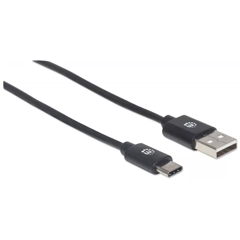 Manhattan USB-C į USB-A laidas, 3 m, vyriškas į vyrišką, 480 Mbps (USB 2.0), Hi-Speed USB, juodas, visam gyvenimui galiojanti garantija