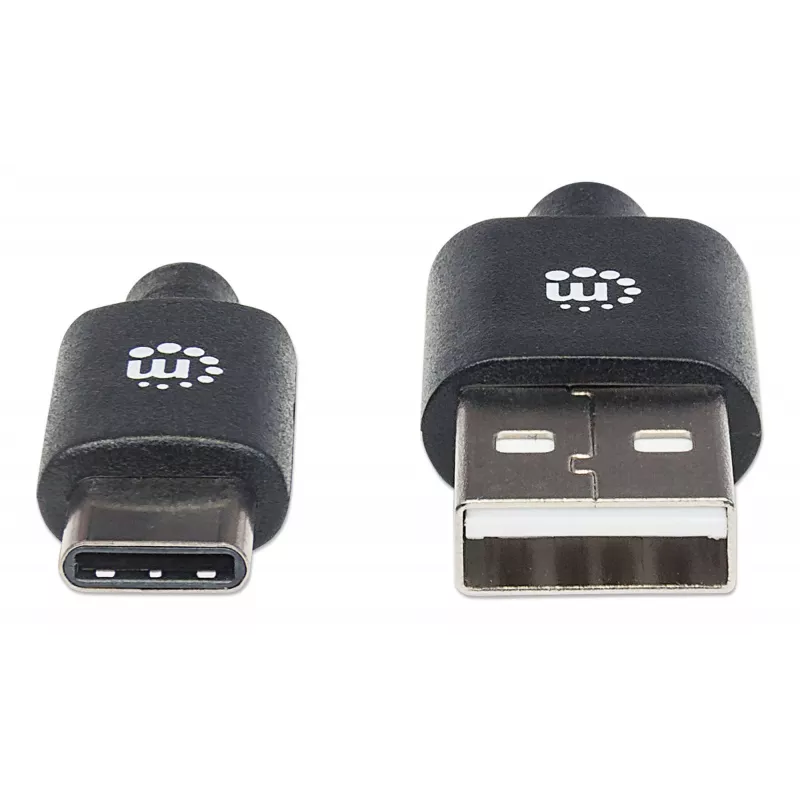 Manhattan USB-C į USB-A laidas, 3 m, vyriškas į vyrišką, 480 Mbps (USB 2.0), Hi-Speed USB, juodas, visam gyvenimui galiojanti garantija