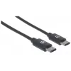 Manhattan USB-C į USB-C laidas, 2 m, vyriškas į vyrišką, juodas, 480 Mbps (USB 2.0), 3A, greitasis USB, viso gyvenimo garantija