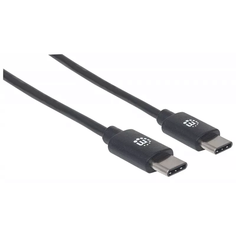 Manhattan USB-C į USB-C laidas, 2 m, vyriškas į vyrišką, juodas, 480 Mbps (USB 2.0), 3A, greitasis USB, viso gyvenimo garantija