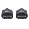 Manhattan USB-C į USB-C laidas, 2 m, vyriškas į vyrišką, juodas, 480 Mbps (USB 2.0), 3A, greitasis USB, viso gyvenimo garantija
