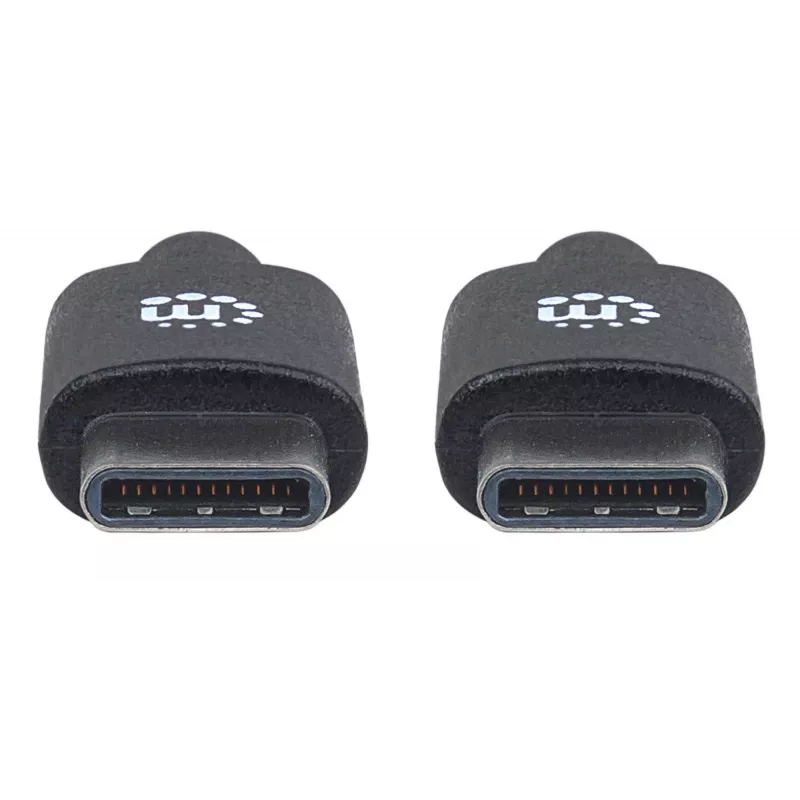 Manhattan USB-C į USB-C laidas, 2 m, vyriškas į vyrišką, juodas, 480 Mbps (USB 2.0), 3A, greitasis USB, viso gyvenimo garantija