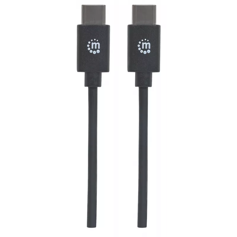 Manhattan USB-C į USB-C laidas, 2 m, vyriškas į vyrišką, juodas, 480 Mbps (USB 2.0), 3A, greitasis USB, viso gyvenimo garantija