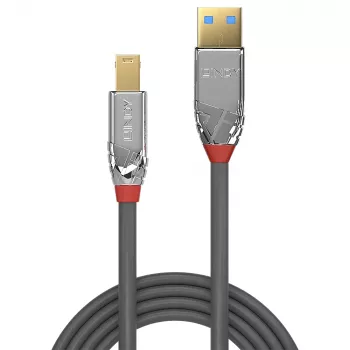 Lindy 5 m USB 3.0 A–B laidas, 5 Gbps, Cromo Line