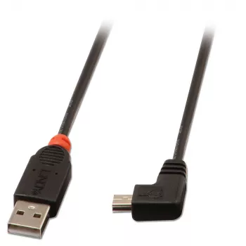 USB laidas Lindy USB 2.0 A/Mini-B 90 laipsnių 0,5 m