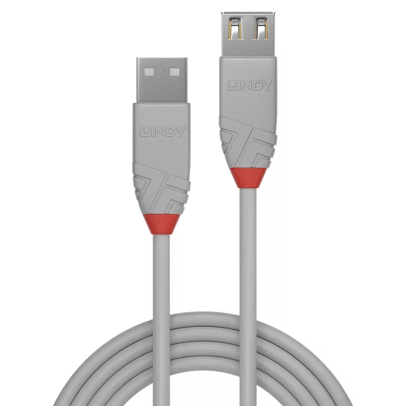 Lindy 0,5 m USB 2.0 A tipo ilginimo laidas, Anthra Line, pilka