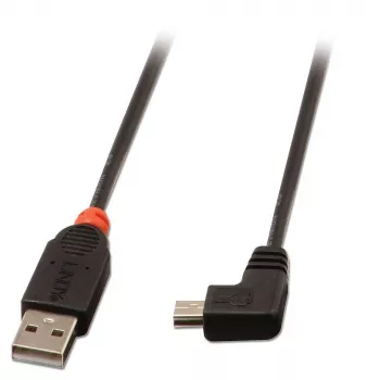 Lindy 1 m USB 2.0 laidas - A tipo į Mini-B, 90 laipsnių stačiu kampu
