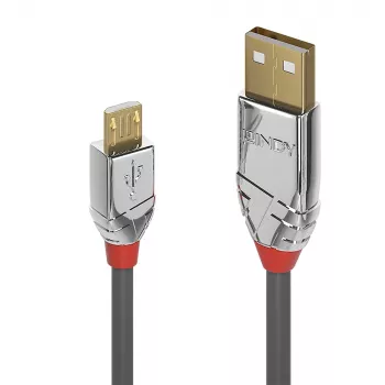Lindy Cromo Line USB 2.0 A–Micro-B laidas, 5 m, pilkas