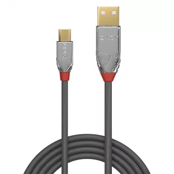 Lindy Cromo Line USB 2.0 A–Micro-B laidas, 5 m, pilkas