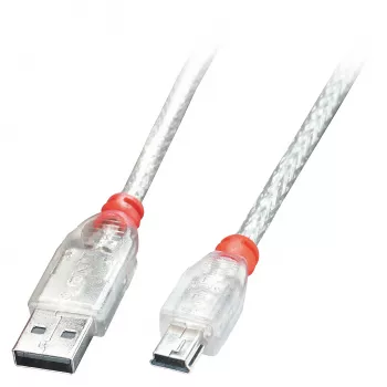 Lindy 2 m USB 2.0 laidas - A tipo į Mini-B, permatomas