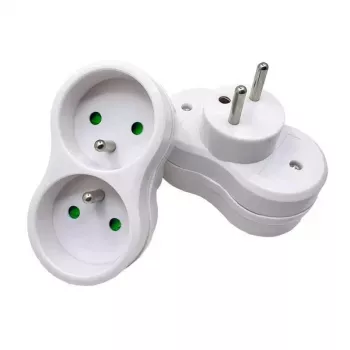 MicroConnect maitinimo adapteris MC-PLUGEU1+2FRW – 1 EU + 2 prancūziški lizdai