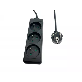 Power strip MicroConnect MC-PS030150FRB – prancūziškas tipas, 3 lizdai, apsauga nuo viršįtampių