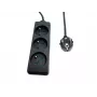 Power strip MicroConnect MC-PS030150FRB – prancūziškas tipas, 3 lizdai, apsauga nuo viršįtampių