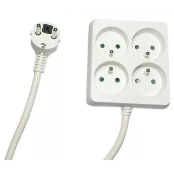MicroConnect MC-PSSQUARE040150FRW ilgintuvas 1,5 m 4 lizdai Baltas