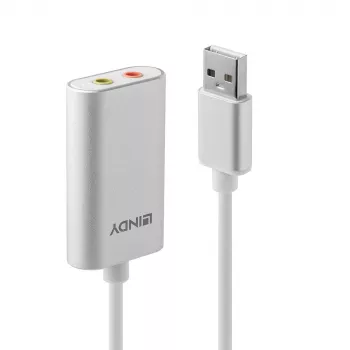 Lindy USB Type A į garso keitiklis, sidabrinis/baltas, 25 g