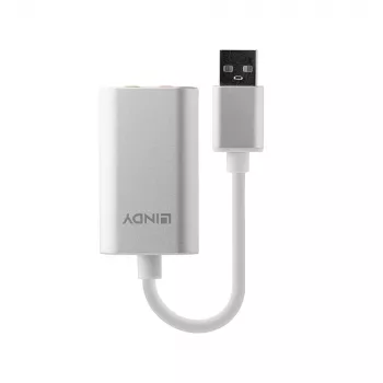 Lindy USB Type A į garso keitiklis, sidabrinis/baltas, 25 g