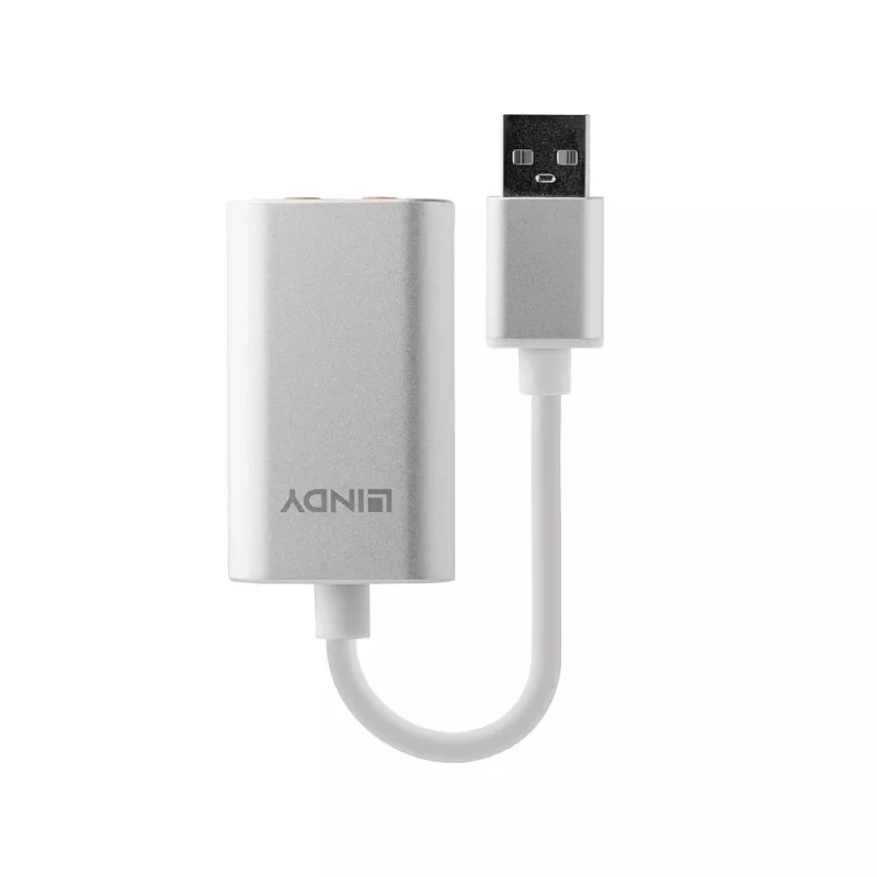 Lindy USB Type A į garso keitiklis, sidabrinis/baltas, 25 g