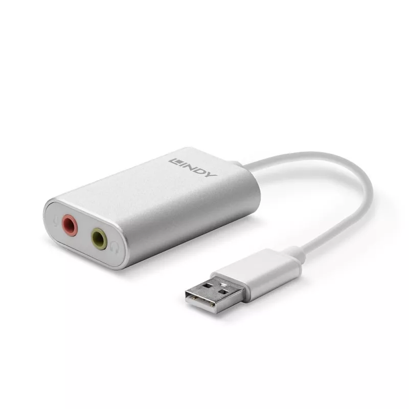 Lindy USB Type A į garso keitiklis, sidabrinis/baltas, 25 g