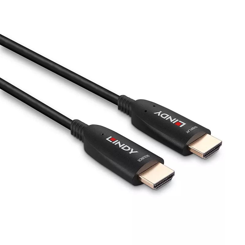 Lindy 40m šviesolaidinis hibridinis HDMI 8K60 laidas, 48 Gbit/s, juodas