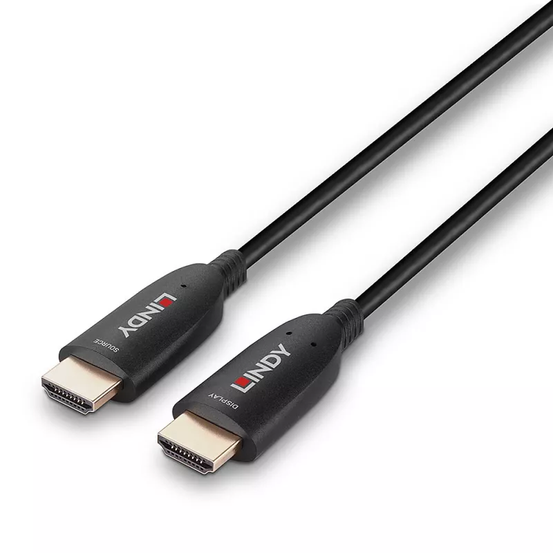 Lindy 40m šviesolaidinis hibridinis HDMI 8K60 laidas, 48 Gbit/s, juodas