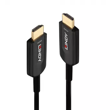 Hibridinis šviesolaidinis HDMI laidas Lindy 15 m, Ultra High Speed 48 Gbit/s, HDMI 2.1, paauksuotomis jungtimis, juodas