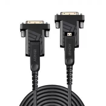 Lindy 50m šviesolaidinis hibridinis Micro-HDMI kabelis 18G su nuimamomis HDMI ir DVI jungtimis