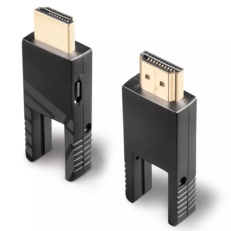 Lindy 50m šviesolaidinis hibridinis Micro-HDMI kabelis 18G su nuimamomis HDMI ir DVI jungtimis