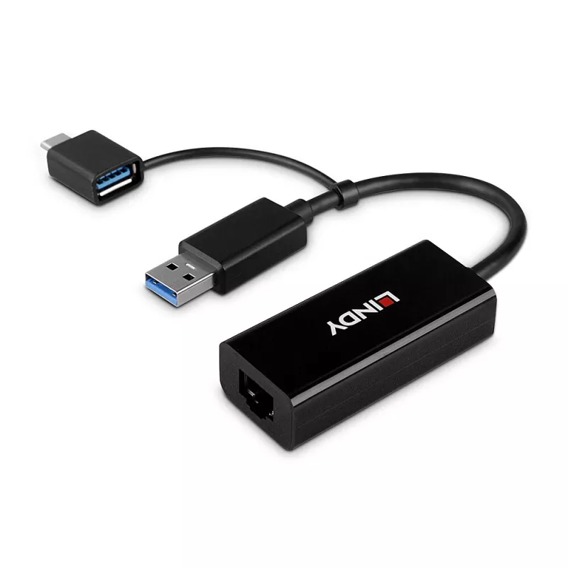 Lindy USB 3.2 Gen 1 Gigabit Ethernet keitiklis laidinis USB Ethernet 5000 Mbit/s juodas