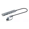 USB-C ir USB-A jungčių šakotuvas Manhattan 4 prievadai 5 Gbps aliuminis