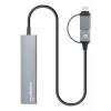 USB-C ir USB-A jungčių šakotuvas Manhattan 4 prievadai 5 Gbps aliuminis