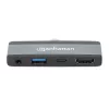 Manhattan 190404 USB-C PD į HDMI mobili 4 viename doko stotelė, USB 3.2 Gen 2, 10 Gbit/s, 4K, 100 W PD, pilka
