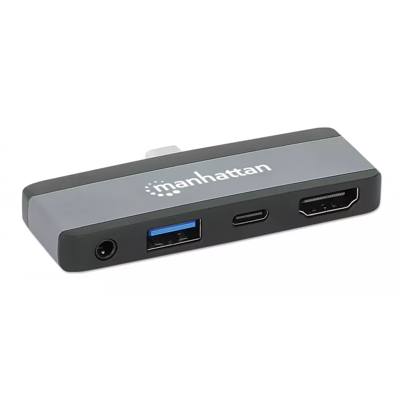 Manhattan 190404 USB-C PD į HDMI mobili 4 viename doko stotelė, USB 3.2 Gen 2, 10 Gbit/s, 4K, 100 W PD, pilka
