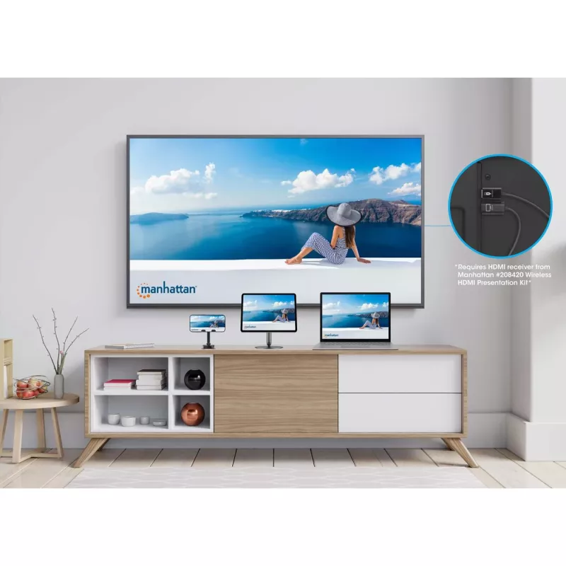 Belaidis AV siųstuvas Manhattan 208437 1920x1080 30m USB Type-C