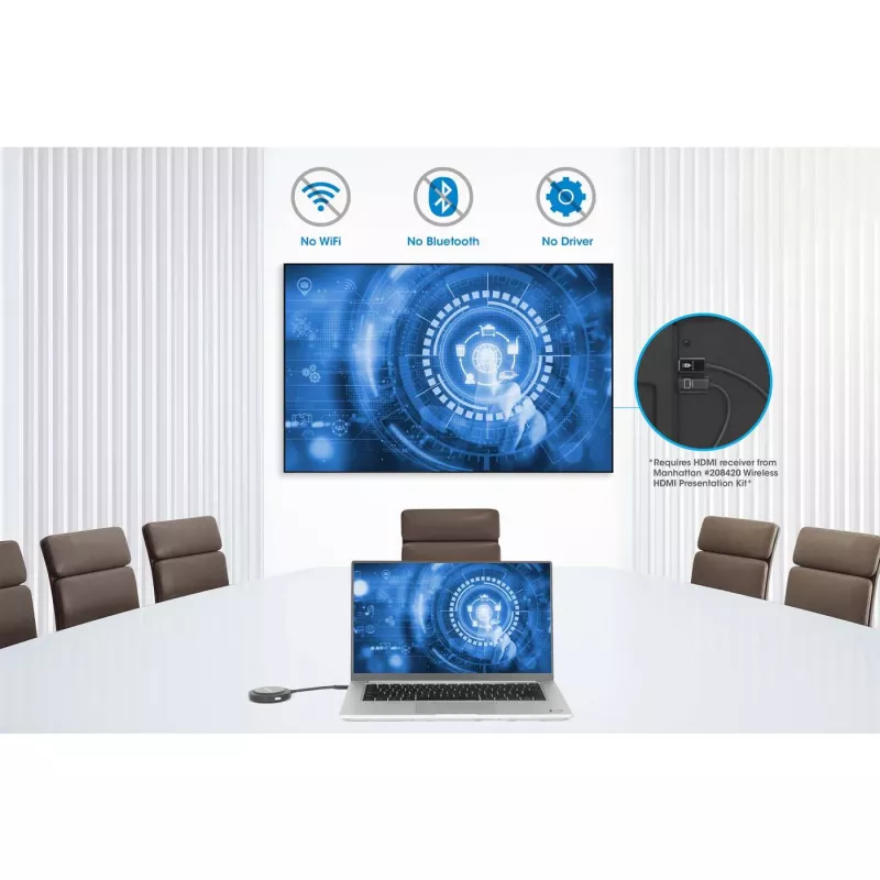 Belaidis AV siųstuvas Manhattan 208437 1920x1080 30m USB Type-C