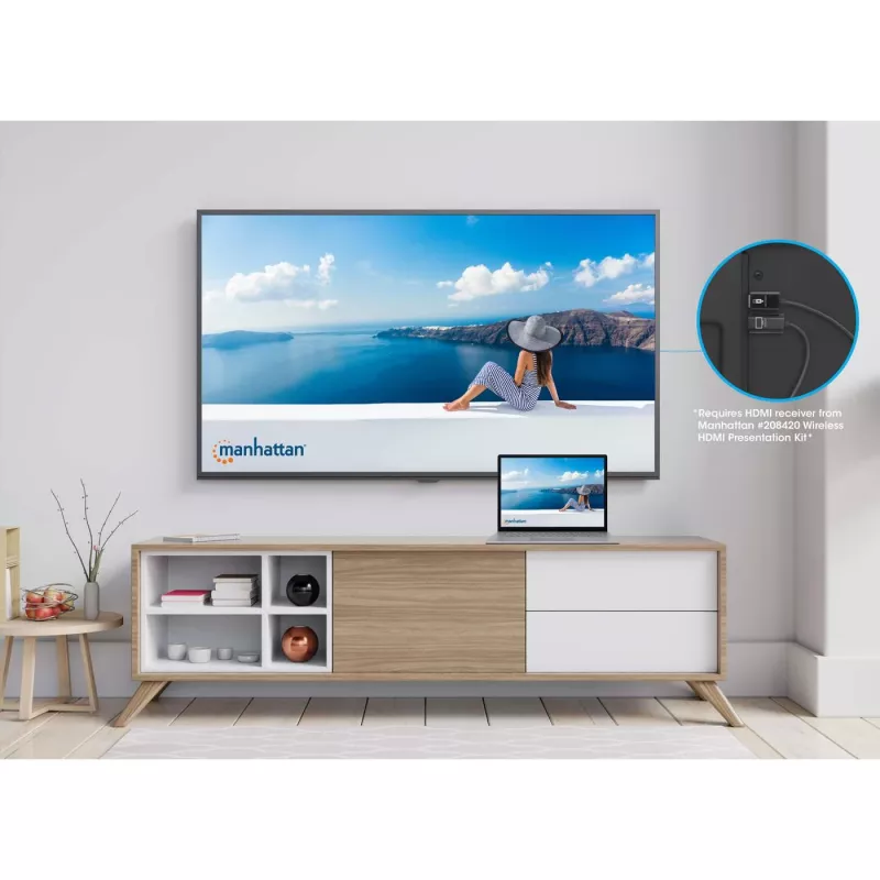 AV siųstuvas Manhattan 208444 juoda 1920x1080 30m belaidis USB-C