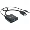 Manhattan HDMI į VGA keitiklio kabelis (su garsu), 1080p, 30 cm, Vyriškas į Moterišką, Micro-USB maitinimo įvestis, Juodas, Trejų metų garantija