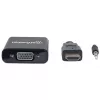 Manhattan HDMI į VGA keitiklio kabelis (su garsu), 1080p, 30 cm, Vyriškas į Moterišką, Micro-USB maitinimo įvestis, Juodas, Trejų metų garantija