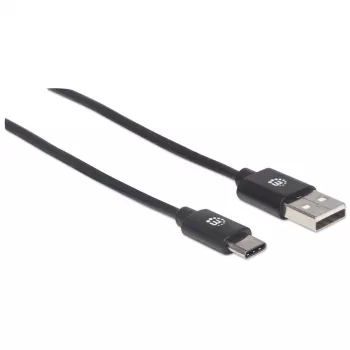 Manhattan USB-C į USB-A laidas, 1 m, Vyriškas į Vyrišką, Juodas, 480 Mbps (USB 2.0), Hi-Speed USB, Viso gyvenimo garantija