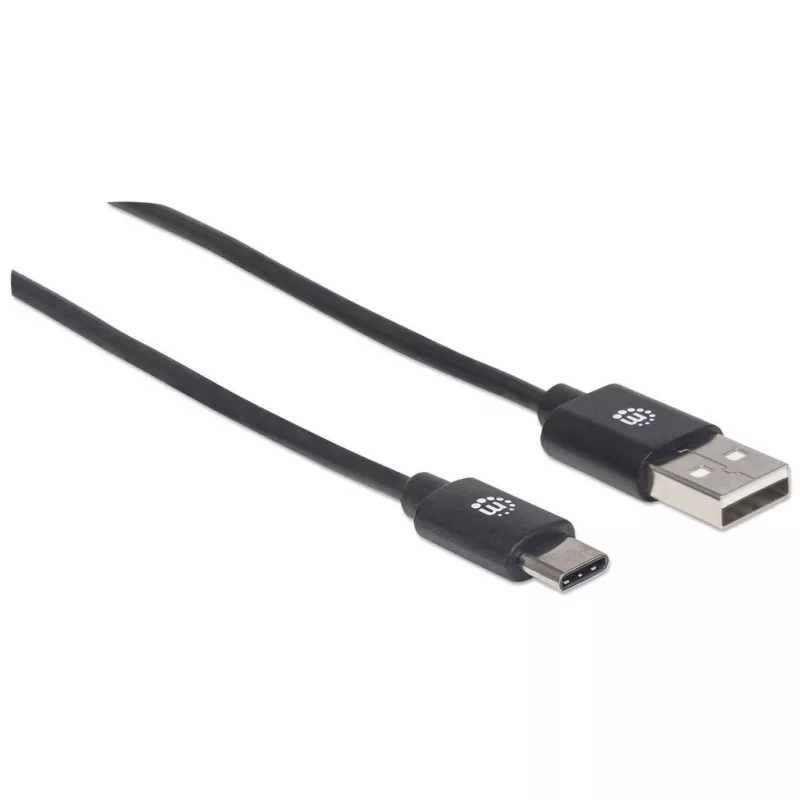 Manhattan USB-C į USB-A laidas, 1 m, Vyriškas į Vyrišką, Juodas, 480 Mbps (USB 2.0), Hi-Speed USB, Viso gyvenimo garantija