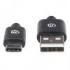 Manhattan USB-C į USB-A laidas, 1 m, Vyriškas į Vyrišką, Juodas, 480 Mbps (USB 2.0), Hi-Speed USB, Viso gyvenimo garantija