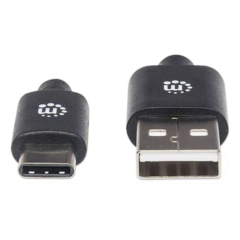 Manhattan USB-C į USB-A laidas, 1 m, Vyriškas į Vyrišką, Juodas, 480 Mbps (USB 2.0), Hi-Speed USB, Viso gyvenimo garantija