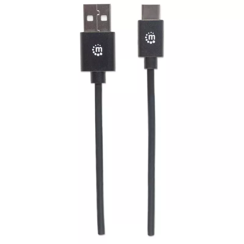 Manhattan USB-C į USB-A laidas, 1 m, Vyriškas į Vyrišką, Juodas, 480 Mbps (USB 2.0), Hi-Speed USB, Viso gyvenimo garantija
