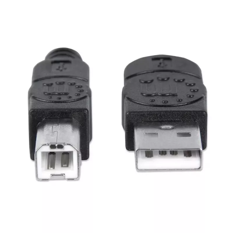 Manhattan USB-A į USB-B laidas, 5 m, vyriškas į vyrišką, 480 Mbps (USB 2.0), Hi-Speed USB, juodas, visam gyvenimui garantija