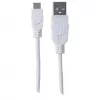 Manhattan USB-A į Micro-USB laidas, 1 m, vyriškas į vyrišką, baltas, 480 Mbps (USB 2.0), Hi-Speed USB, viso gyvenimo garantija, atitikmuo USBPAUB1MW