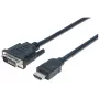 Manhattan HDMI į DVI-D 24+1 kabelis, 3 m, Kištukas-Kištukas, Juodas, Dvigubos jungties, Atitinka HDDVIMM3M