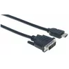 Manhattan HDMI į DVI-D 24+1 kabelis, 3 m, Kištukas-Kištukas, Juodas, Dvigubos jungties, Atitinka HDDVIMM3M