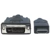 Manhattan HDMI į DVI-D 24+1 kabelis, 3 m, Kištukas-Kištukas, Juodas, Dvigubos jungties, Atitinka HDDVIMM3M