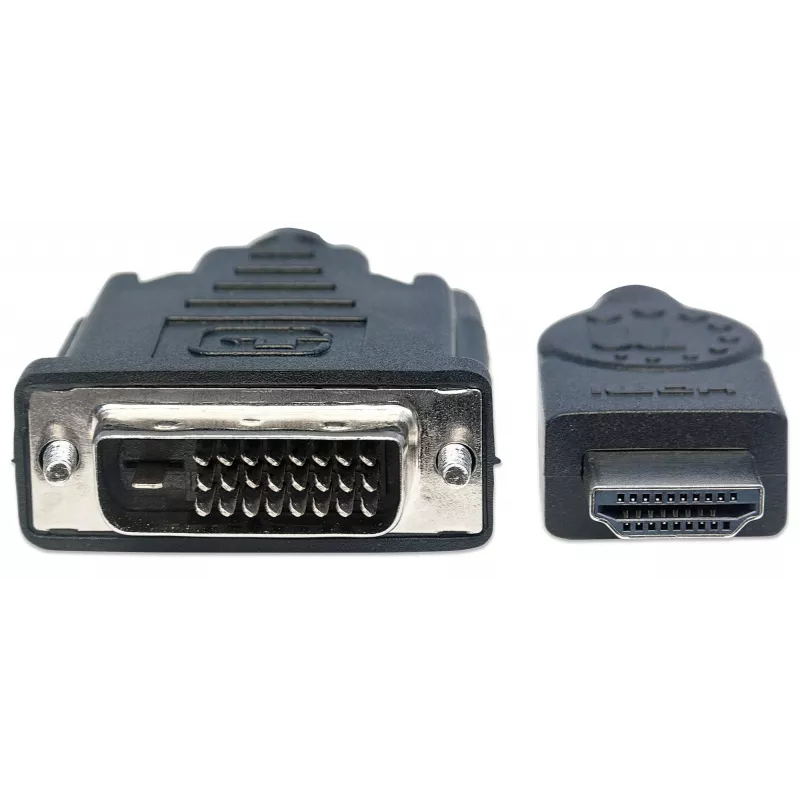Manhattan HDMI į DVI-D 24+1 kabelis, 3 m, Kištukas-Kištukas, Juodas, Dvigubos jungties, Atitinka HDDVIMM3M